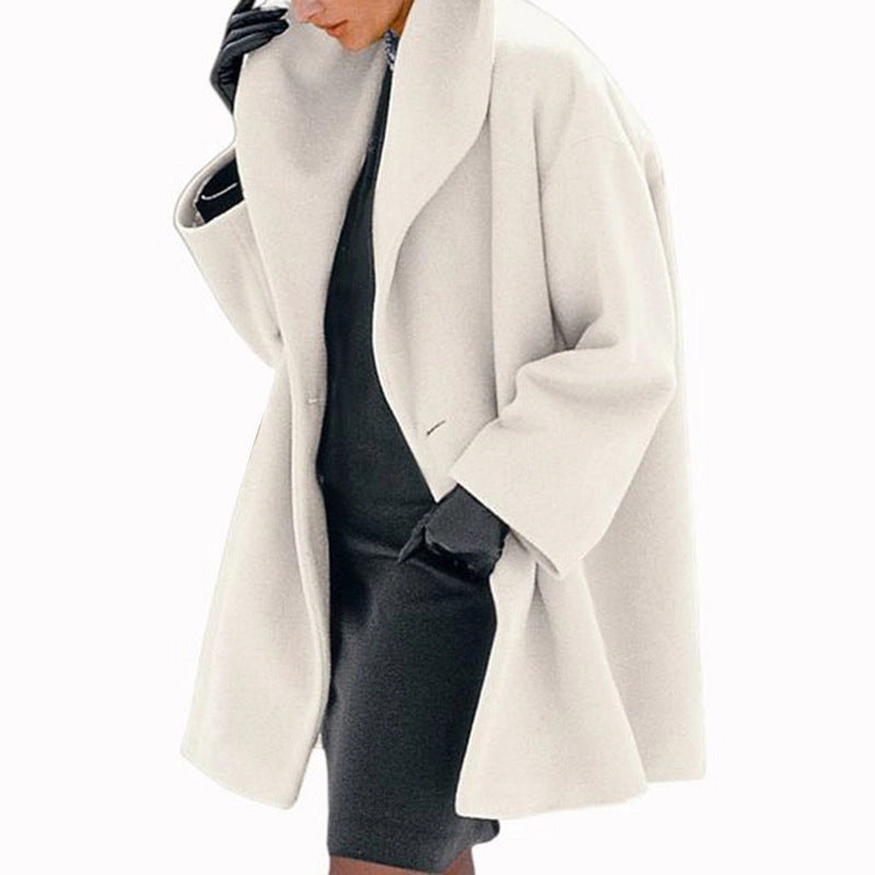 Plus Size Oversized Wool-Like Hooded Coat