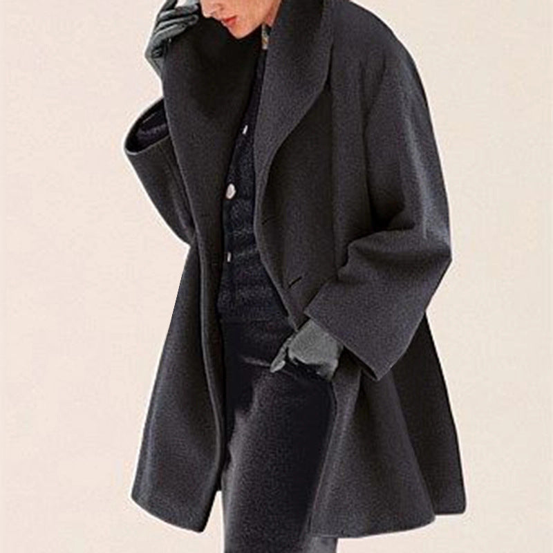 Plus Size Oversized Wool-Like Hooded Coat