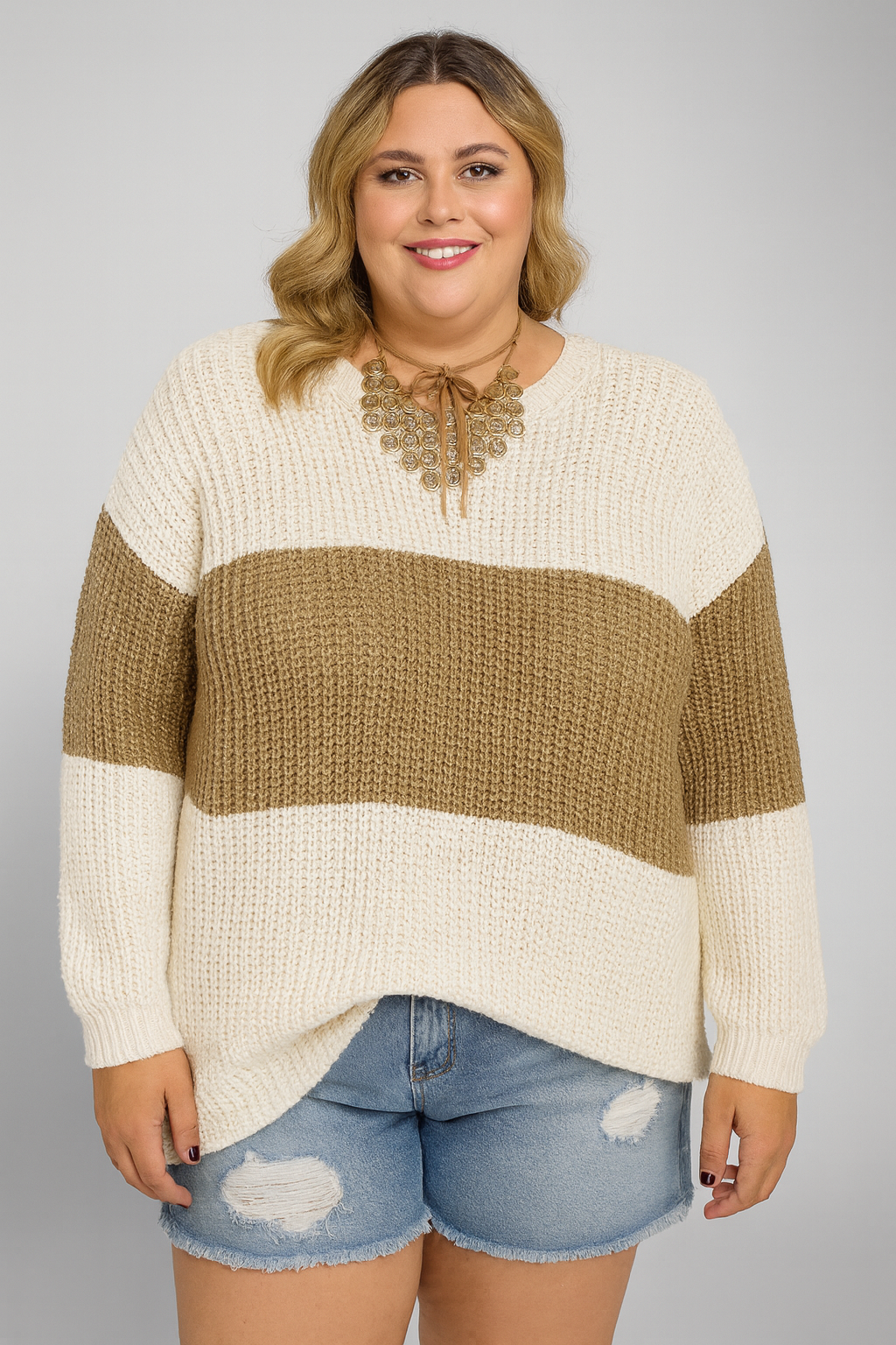 Ladies Sweater Stitching Knitted Sweater