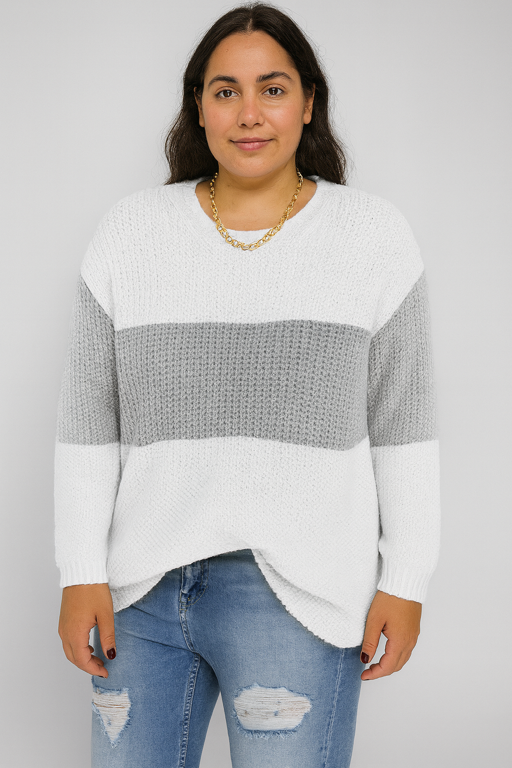 Ladies Sweater Stitching Knitted Sweater