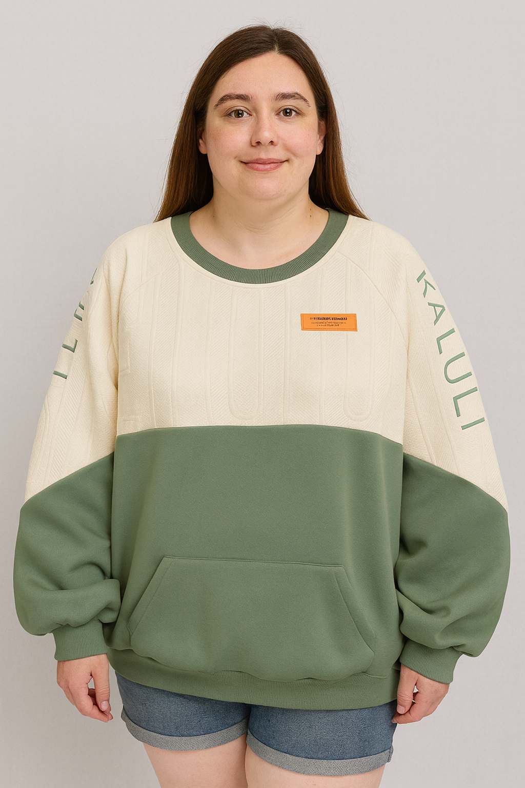 American Retro Contrast Color Sweatshirt Women