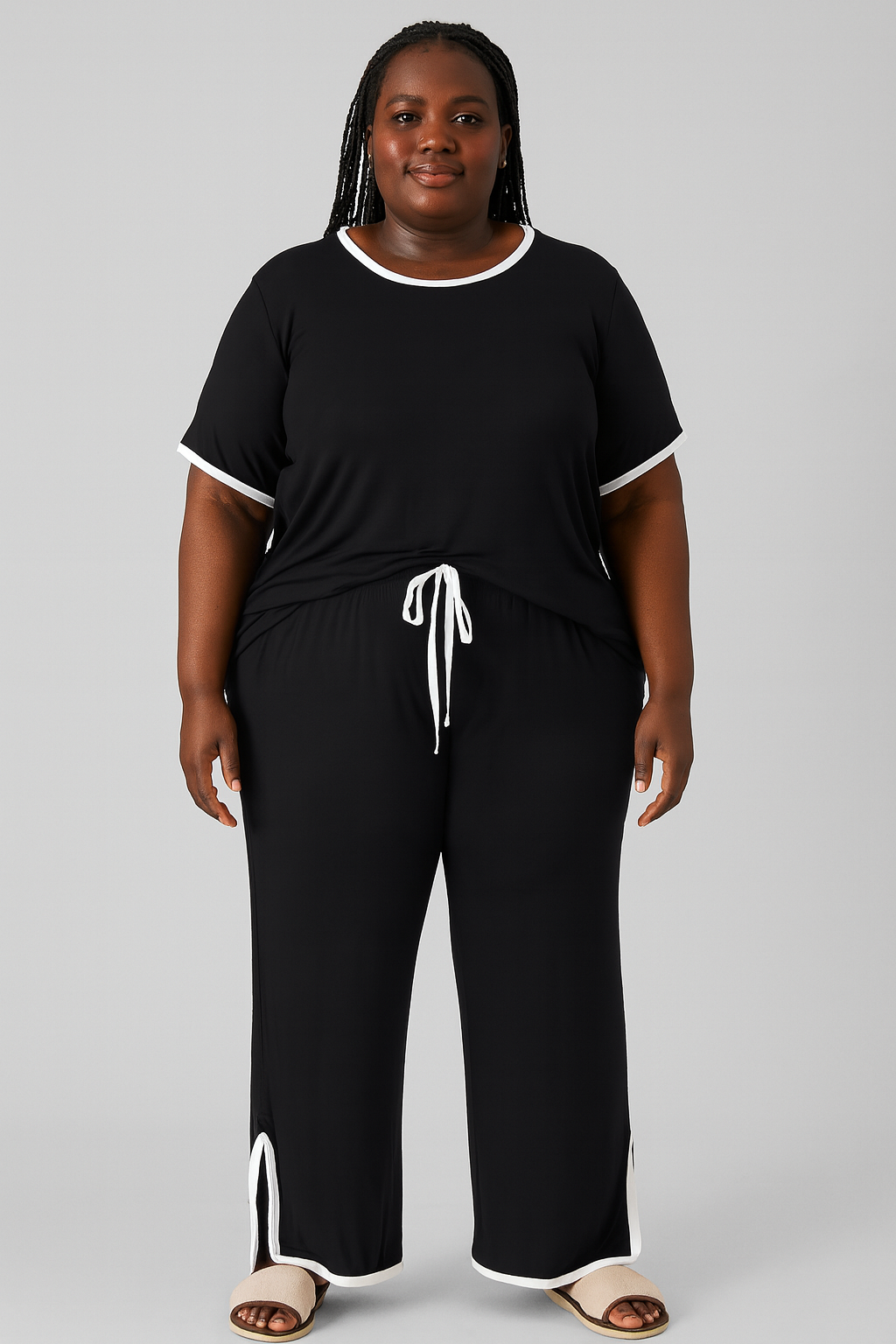 Women’s Lightweight Short-Sleeve Pajama Set with Trousers