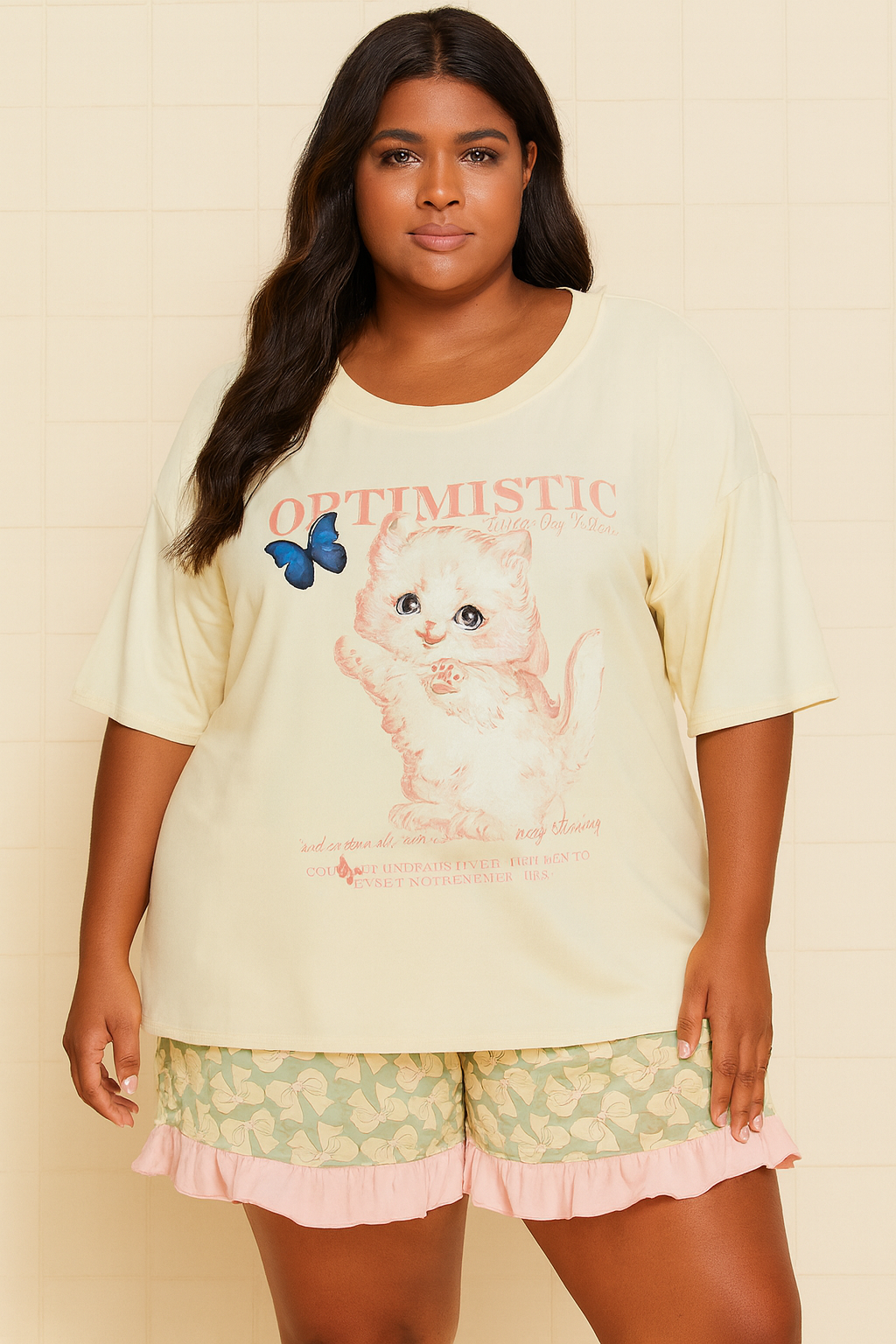 Cute lightweight ice silk pajama with chest pad