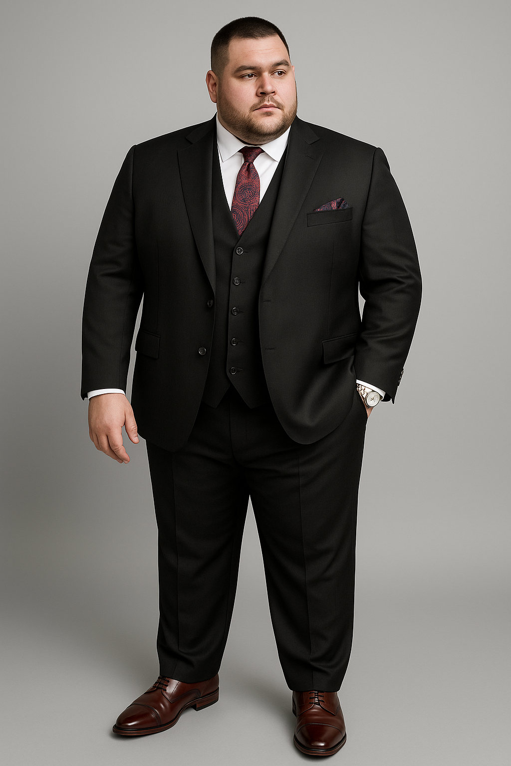 Men's Business Casual Plaid Slim Fit Suit Three-piece Suit