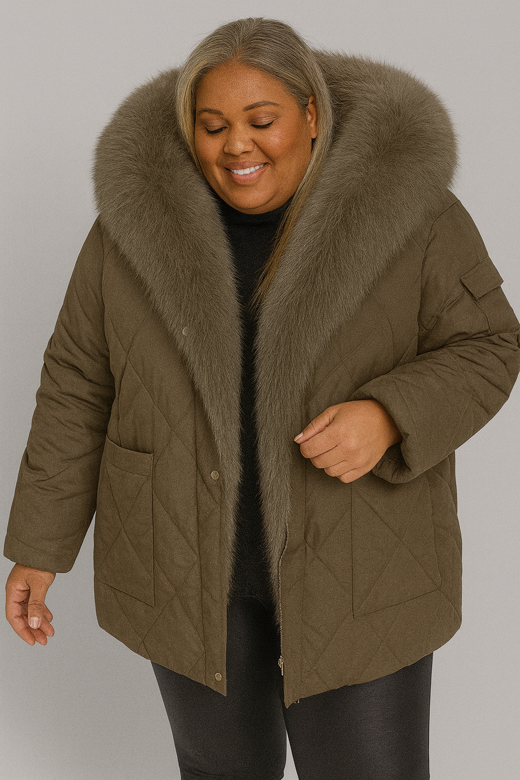 Fashion Women's Wear Mid-length Hooded Cotton Jacket