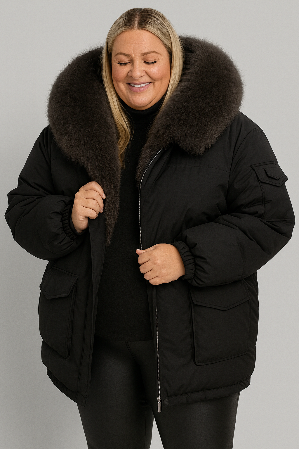 Fashion Women's Wear Mid-length Hooded Cotton Jacket