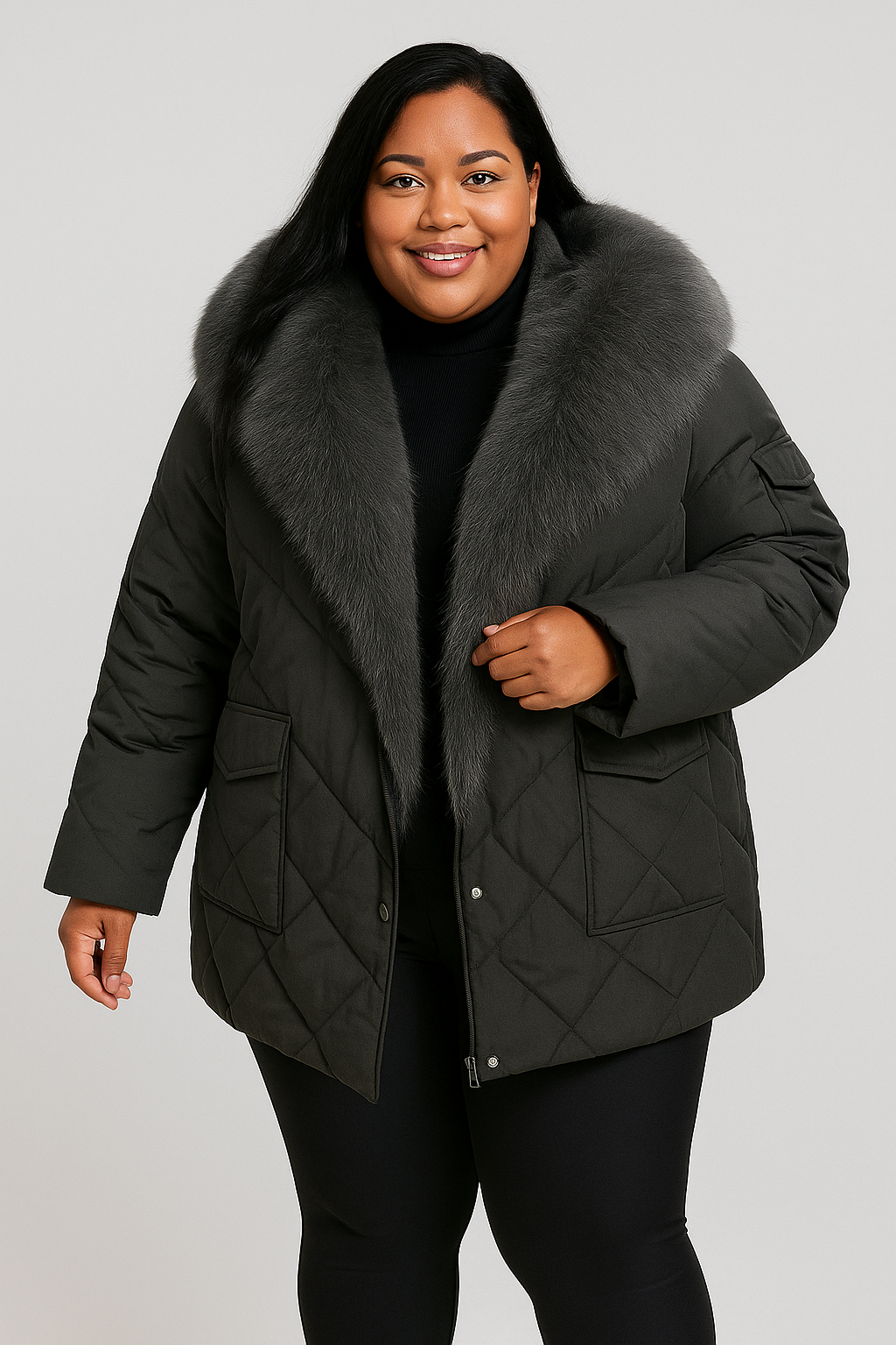 Fashion Women's Wear Mid-length Hooded Cotton Jacket