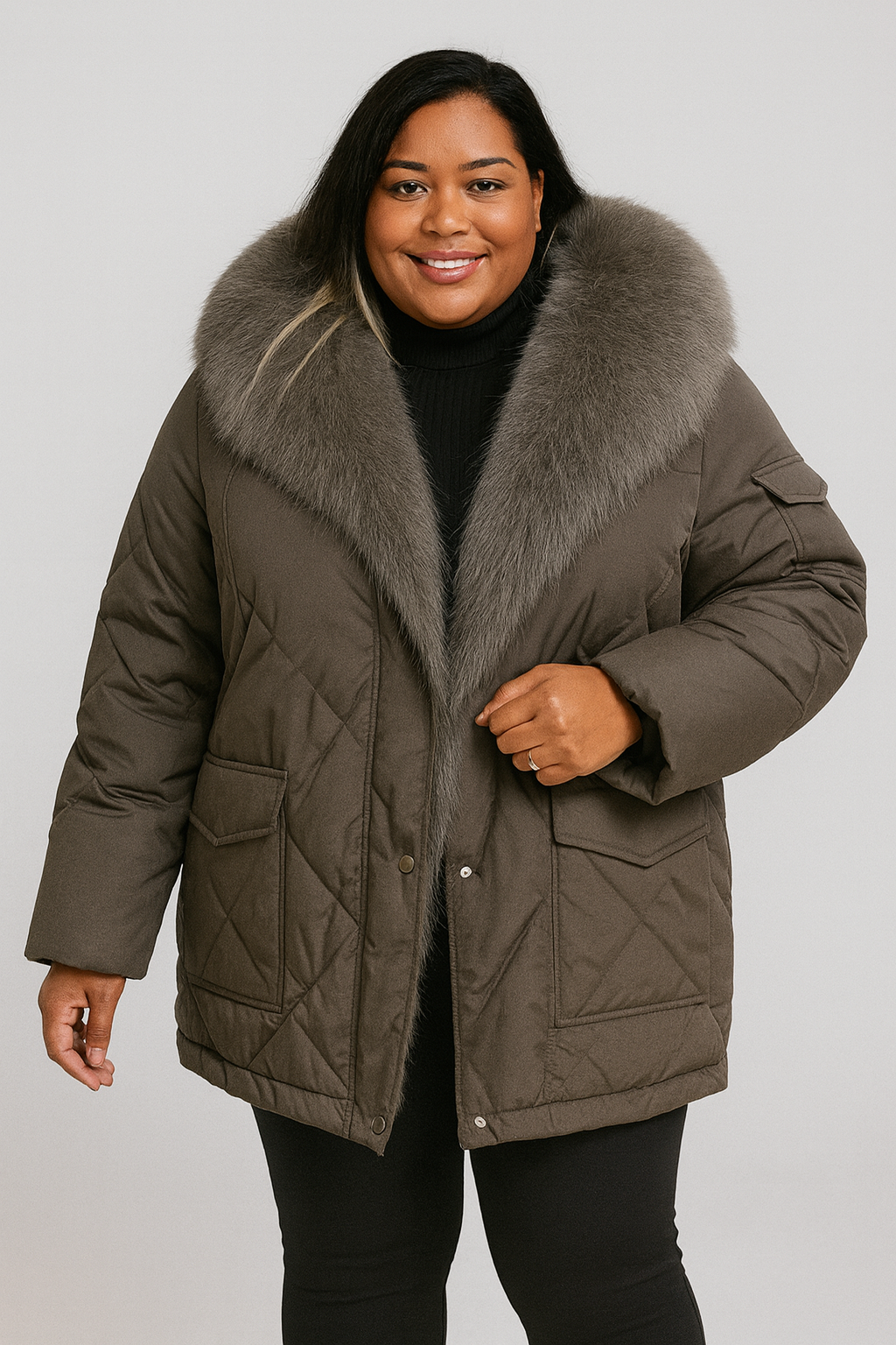 Fashion Women's Wear Mid-length Hooded Cotton Jacket