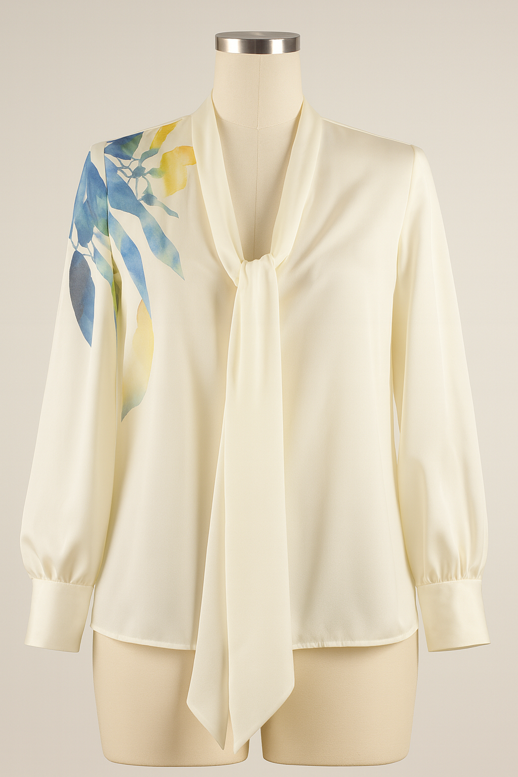 Ribbon Simulation Silk Shirt Woman