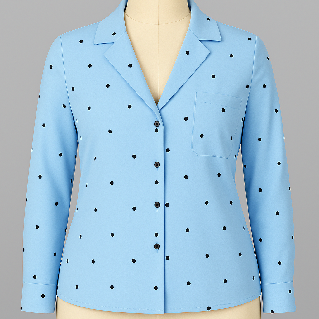 Slim Button Polka Dot Long Sleeve Pocket Shirt
