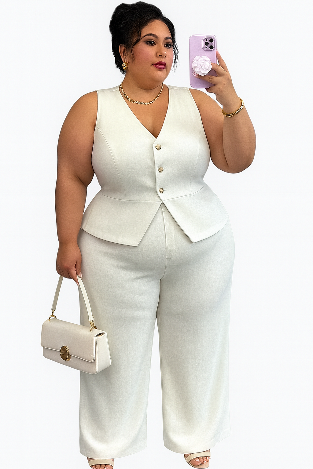 Sleeveless Vest High Waist Trousers Two-piece Set