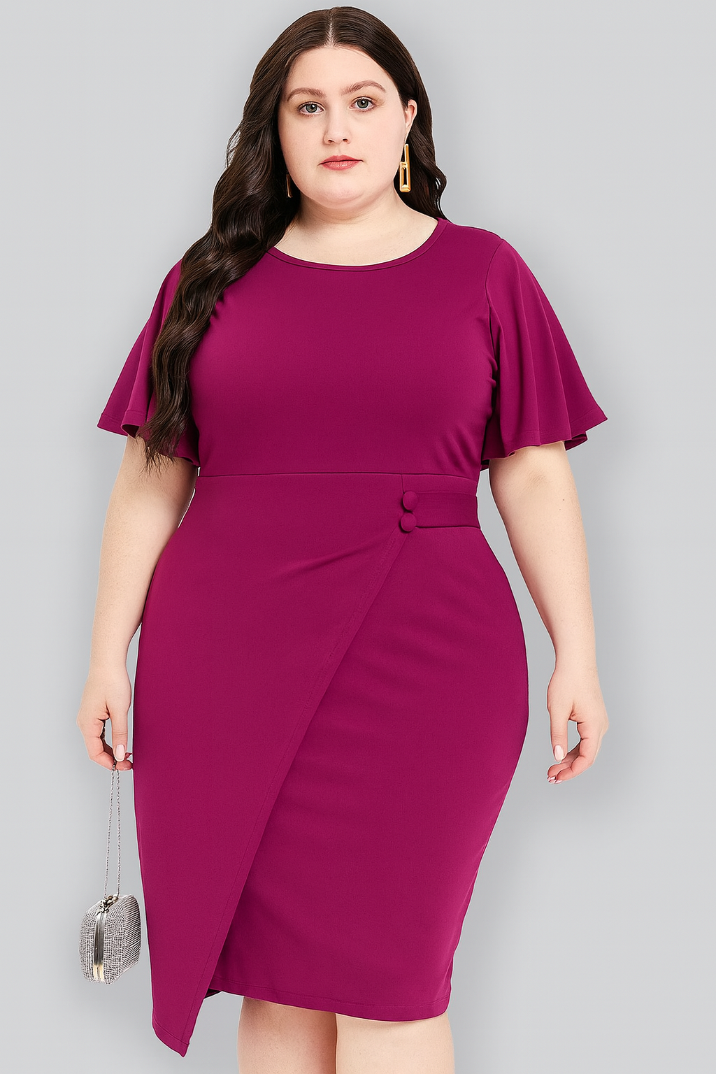 Fashionable With Side-slit Sheath Plus Size Dress