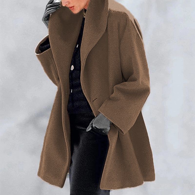Plus Size Oversized Wool-Like Hooded Coat