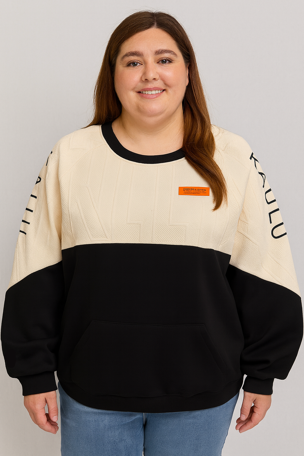 American Retro Contrast Color Sweatshirt Women